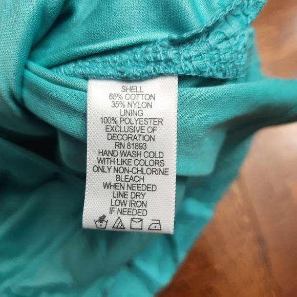 Isaac Mizrahi Live Cap Sleeve Top Women 1X teal torquise Boho lace overlay - Picture 8 of 11